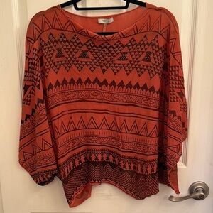 Verty Black and Orange Knit Blouse with Dolman Sleeves